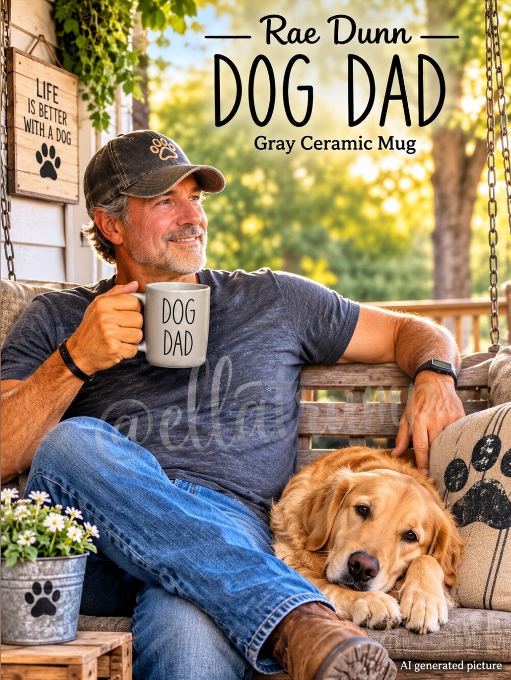 Rae Dunn Dog Dad Gray Ceramic Mug
